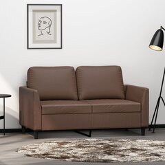 Dvivietė sofa, rudos spalvos, 120cm, dirbtinė oda цена и информация | Диваны | pigu.lt