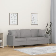 Trivietė sofa su pagalvėmis , šviesiai pilka kaina ir informacija | Sofos | pigu.lt