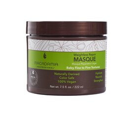 Drėkinamoji kaukė ploniems plaukams Macadamia Professional Weightless Moisture 222 ml kaina ir informacija | Priemonės plaukų stiprinimui | pigu.lt