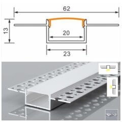 Priglaistomas 3 metrų aliuminio led profilis sidabro spalvos. kaina ir informacija | LED juostos | pigu.lt