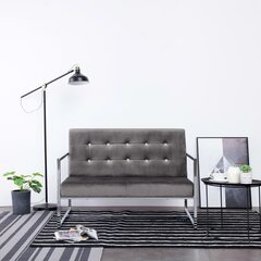 Dvivietė sofa su porankiais, tams. pilk. sp., chromas ir aks. цена и информация | Диваны | pigu.lt