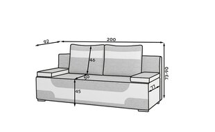 Sofa Area, pilka/juoda kaina ir informacija | Sofos | pigu.lt