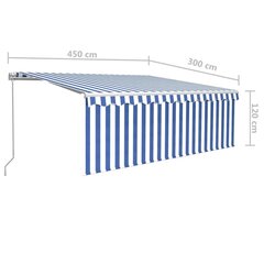 Rankiniu būdu ištraukiama markizė, mėlyna ir balta, 4,5x3m kaina ir informacija | Skėčiai, markizės, stovai | pigu.lt