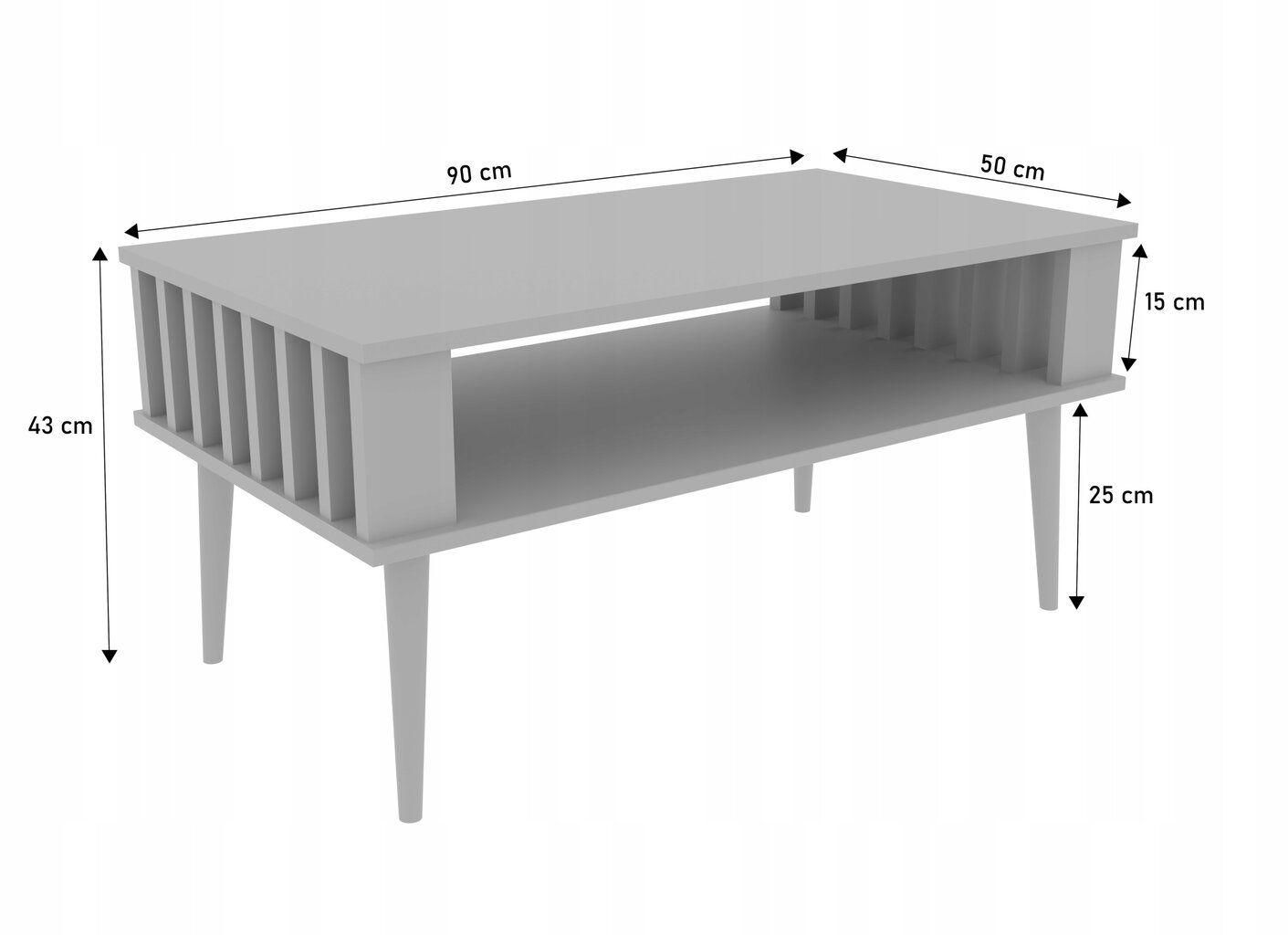 Kavos staliukas LAMELE, 90 x 50 x 45cm, baltas kaina ir informacija | Kavos staliukai | pigu.lt