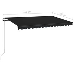 Automatinė markizė su led/vėjo jutikliu, 450x350 cm, pilka цена и информация | Зонты, маркизы, стойки | pigu.lt