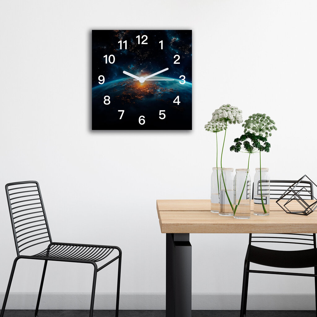 Sieninis laikrodis tylioji planetos žemės erdvė berniukui 30x30 cm kaina ir informacija | Laikrodžiai | pigu.lt