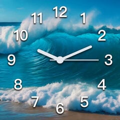 Sieninis laikrodis bangos vanduo jūra gamta gyvenamajam kambariui mėlyna 30x30 cm kaina ir informacija | Laikrodžiai | pigu.lt
