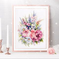 Набор для вышивания Magic Needle  "Bouquet with Peonies" 210-310 цена и информация | Принадлежности для вышивания | pigu.lt