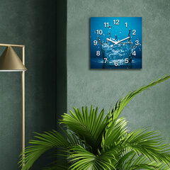Sieninis laikrodis virtuvei vandens lašai purslai modernūs 60x60 cm цена и информация | Часы | pigu.lt