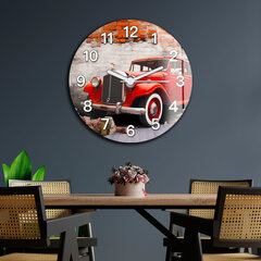 Sieninis laikrodis retro automobilis vintažinis loftas svetainei 60x60 cm kaina ir informacija | Laikrodžiai | pigu.lt