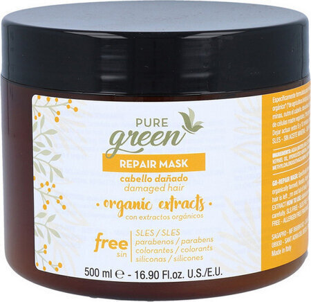 Kaukė pažeistiems plaukams Pure Green Repair Mask, 500 ml kaina ir informacija | Priemonės plaukų stiprinimui | pigu.lt