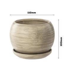 Gėlių vazonas Gėlių sodinukas Betoninis rutulys Gėlių dubuo su lėkštele Apvalus ŠxV 110 mm x 100 mm Paviršius Matinė keramika Modern Glamour kaina ir informacija | Vazonai | pigu.lt