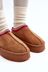 Slippers On Thick Sole In Brown Eco Suede Sylva 29610-21 цена и информация | Женские тапочки | pigu.lt