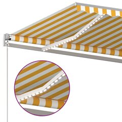 Automatinė markizė su LED/vėjo jutikliu, geltona/balta, 4,5x3m kaina ir informacija | Skėčiai, markizės, stovai | pigu.lt