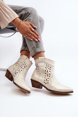 Leather Low Heel Cut Out Boots 2870 Zazoo Silver 29628-21 цена и информация | Женские сапоги | pigu.lt