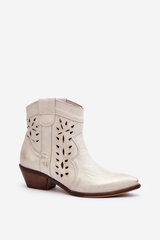 Leather Low Heel Cut Out Boots 2870 Zazoo Silver 29628-21 цена и информация | Женские сапоги | pigu.lt