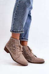 Lace-up Women's Openwork Boots Zazoo 2871 Beige 29637-21 цена и информация | Женские сапоги | pigu.lt