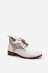 Zazoo 2878 Low Cut Out Leather Women's White Boots 29639-21 цена и информация | Женские сапоги | pigu.lt