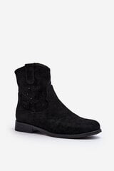 S.Barski HY66-135 Women's Black Cut-Out Flat Heel Boots 29720-21 цена и информация | Женские сапоги | pigu.lt