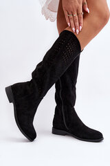 S.Barski HY66-150 Black Cut-Out Boots with Flat Heel 29721-21 цена и информация | Женские сапоги | pigu.lt