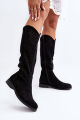 S.Barski HY66-150 Black Cut-Out Boots with Flat Heel 29721-21 цена и информация | Женские сапоги | pigu.lt