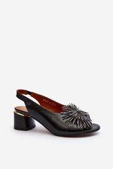 Leather Sandals On Triangle Heel Laura Messi 2595 Brown 29815-21 цена и информация | Женские босоножки | pigu.lt