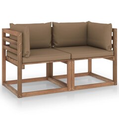 Dvivietė sodo sofa iš palečių su taupe pagalvėlėmis цена и информация | Садовые стулья, кресла, пуфы | pigu.lt