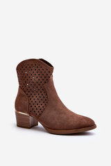 Brown Low Heel Cut-Out Ankle Boots Cilvana 29911-21 цена и информация | Женские сапоги | pigu.lt