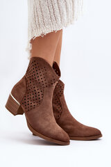 Brown Low Heel Cut-Out Ankle Boots Cilvana 29911-21 цена и информация | Женские сапоги | pigu.lt