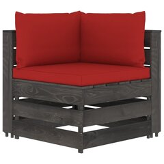 Keturvietė sodo sofa su pagalvėmis, pilkai impregnuota mediena, raudona цена и информация | Садовые стулья, кресла, пуфы | pigu.lt