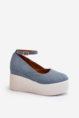 Women's Denim Wedge Espadrilles Blue Malla 29973-21 цена и информация | Женские туфли | pigu.lt