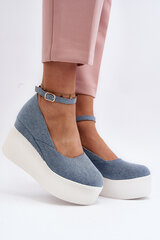 Women's Denim Wedge Espadrilles Blue Malla 29973-21 цена и информация | Женские туфли | pigu.lt