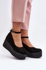 Women's Black Wedge Espadrilles Malla 29975-21 цена и информация | Женские туфли | pigu.lt