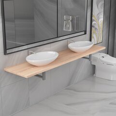 Комплект мебели для ванной, 3 части, цвет дуба цена и информация | Раковины | pigu.lt