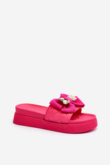 Women's Slippers with Bow and Decorative Teddy Bear Fuchsia Katerina 29996-21 цена и информация | Женские тапочки | pigu.lt