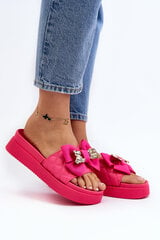 Women's Slippers with Bow and Decorative Teddy Bear Fuchsia Katerina 29996-21 цена и информация | Женские тапочки | pigu.lt