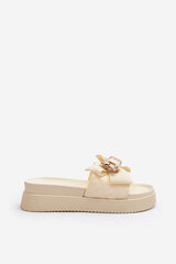 Women's Beige Slippers with Bow and Bear Katterina 30020-21 цена и информация | Женские тапочки | pigu.lt