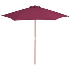 Lauko skėtis su mediniu stulpu, 270 cm, raudonas kaina ir informacija | Skėčiai, markizės, stovai | pigu.lt