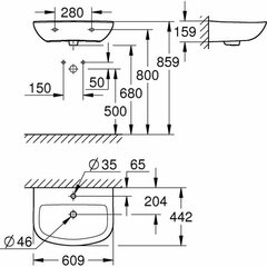 GROHE Bau ceramic sieninė kriauklė 39421000 kaina ir informacija | Vandens maišytuvai | pigu.lt