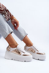 Zazoo 1833 Women's Leather Sneakers on Chunky Sole White-Gold 30158-21 цена и информация | Спортивная обувь, кроссовки для женщин | pigu.lt