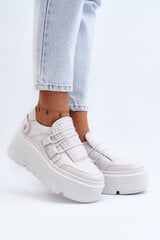 Zazoo 1833 Women's Leather Sneakers on Chunky Sole White 30159-21 цена и информация | Спортивная обувь, кроссовки для женщин | pigu.lt