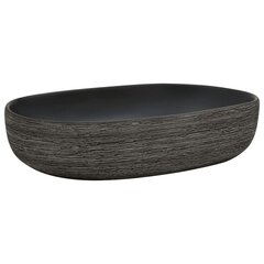 Praustuvas ant stalviršio pilkas/juodas keramika ovalus kaina ir informacija | Praustuvai | pigu.lt