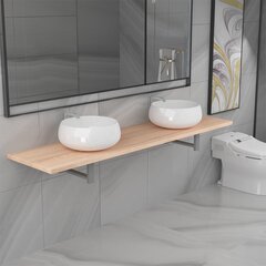 Vonios kambario baldų komplektas, 3 dalių, ąžuolo spalvos kaina ir informacija | Praustuvai | pigu.lt