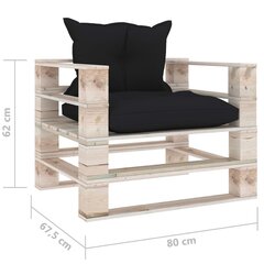 Sodo sofa iš palečių su pagalvėlėmis, mediena цена и информация | Садовые стулья, кресла, пуфы | pigu.lt