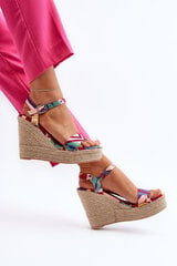 Patterned Wedge Sandals with Multicolor Braided Anihazra 30191-21 цена и информация | Женские босоножки | pigu.lt