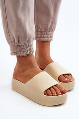 Women's Thick Sole Beige Slides Oreithano 30199-21 цена и информация | Женские тапочки | pigu.lt