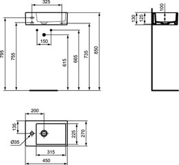 Praustuvas Ideal Standard Strada, 45x27 cm, K081701 kaina ir informacija | Praustuvai | pigu.lt