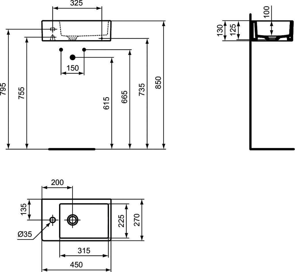 Praustuvas Ideal Standard Strada, 45x27 cm, K081701 kaina ir informacija | Praustuvai | pigu.lt