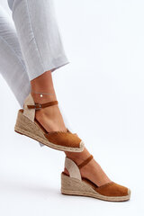 Suede Espadrille Sandals With Wedge And Braiding Camel Raylin 30318-21 цена и информация | Женские босоножки | pigu.lt