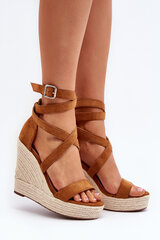 Wedge Sandals With Braided Detail Brown Salthe 30339-21 цена и информация | Женские босоножки | pigu.lt